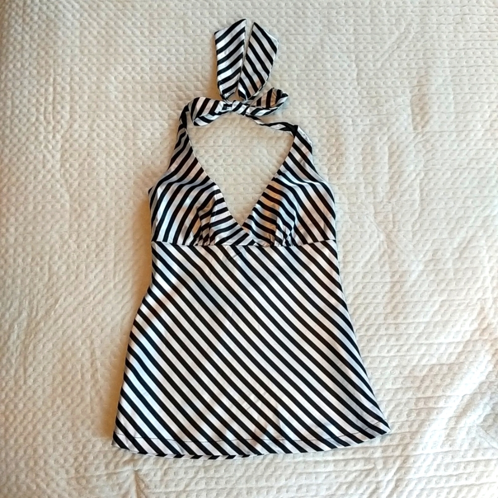 H&M, Black and white, Women's Halter top. size: 4